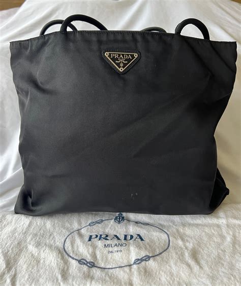 prada large black nylon tote top zip|prada nylon tote bag large.